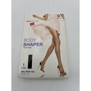Hanes Stylessentials Body Shaper Pantyhose 1 pair Silky Sheer Leg Q Black